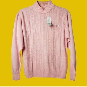 Jian Feng  Cable Knit Mock Sweater  Womens soft pink Medium
